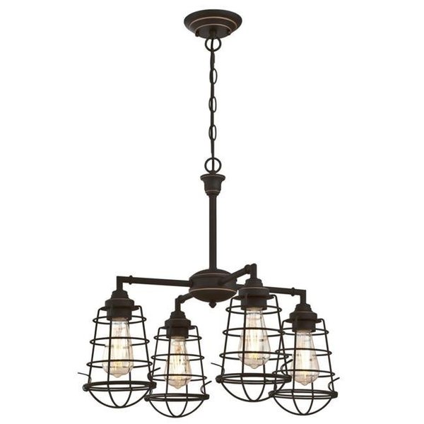 Westinghouse Westinghouse Lighting 6367000 4 Light Chandelier & Semi-Flush with Highlights & Cage Shades - Oil Rubbed Bronze 6367000